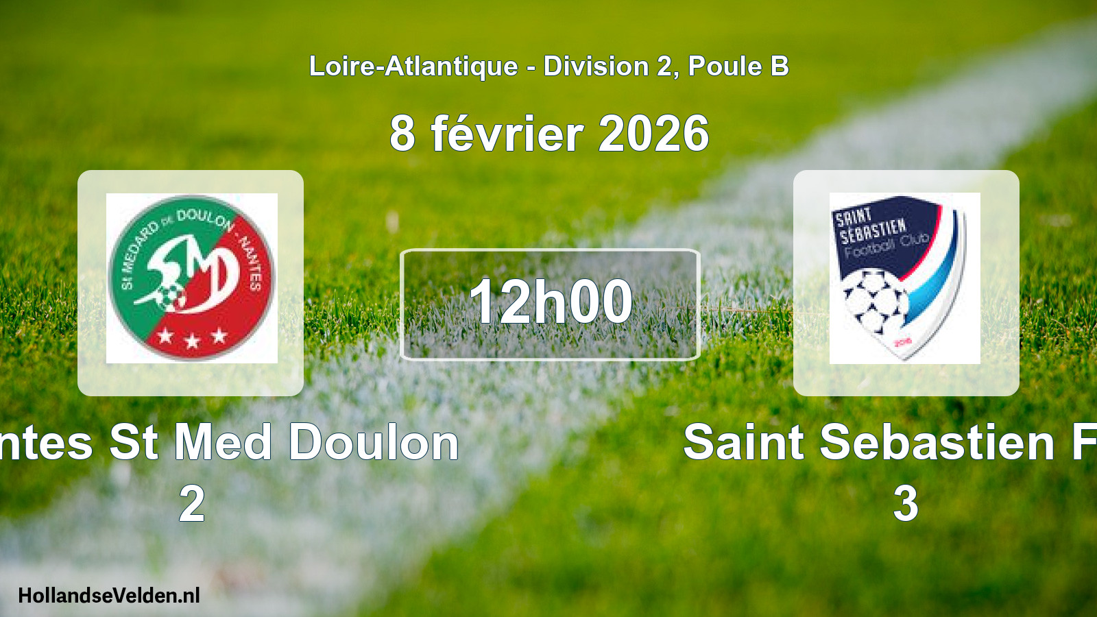 Geplande wedstrijd: Nantes St Med Doulon 2 - Saint Sebastien Fc 3 (8 februari 2026)