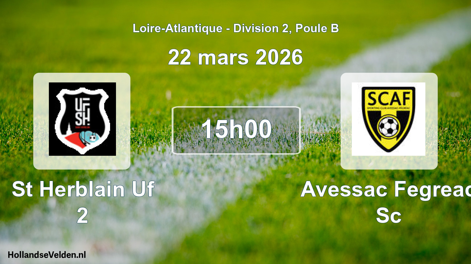 Geplande wedstrijd: St Herblain Uf 2 - Avessac Fegreac Sc (22 mars 2026)