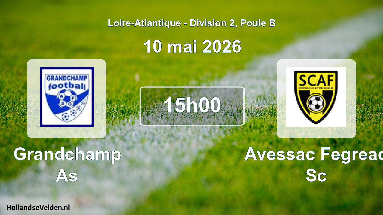 Geplande wedstrijd: Grandchamp As - Avessac Fegreac Sc (10 mai 2026)