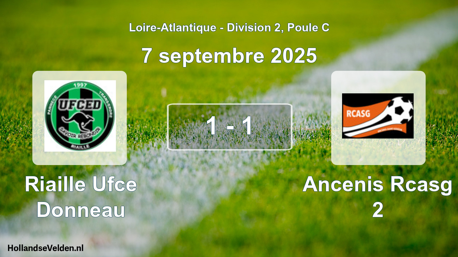 Gespeelde wedstrijd: Riaille Ufce Donneau - Ancenis Rcasg 2 1 - 1 (7 september 2025)