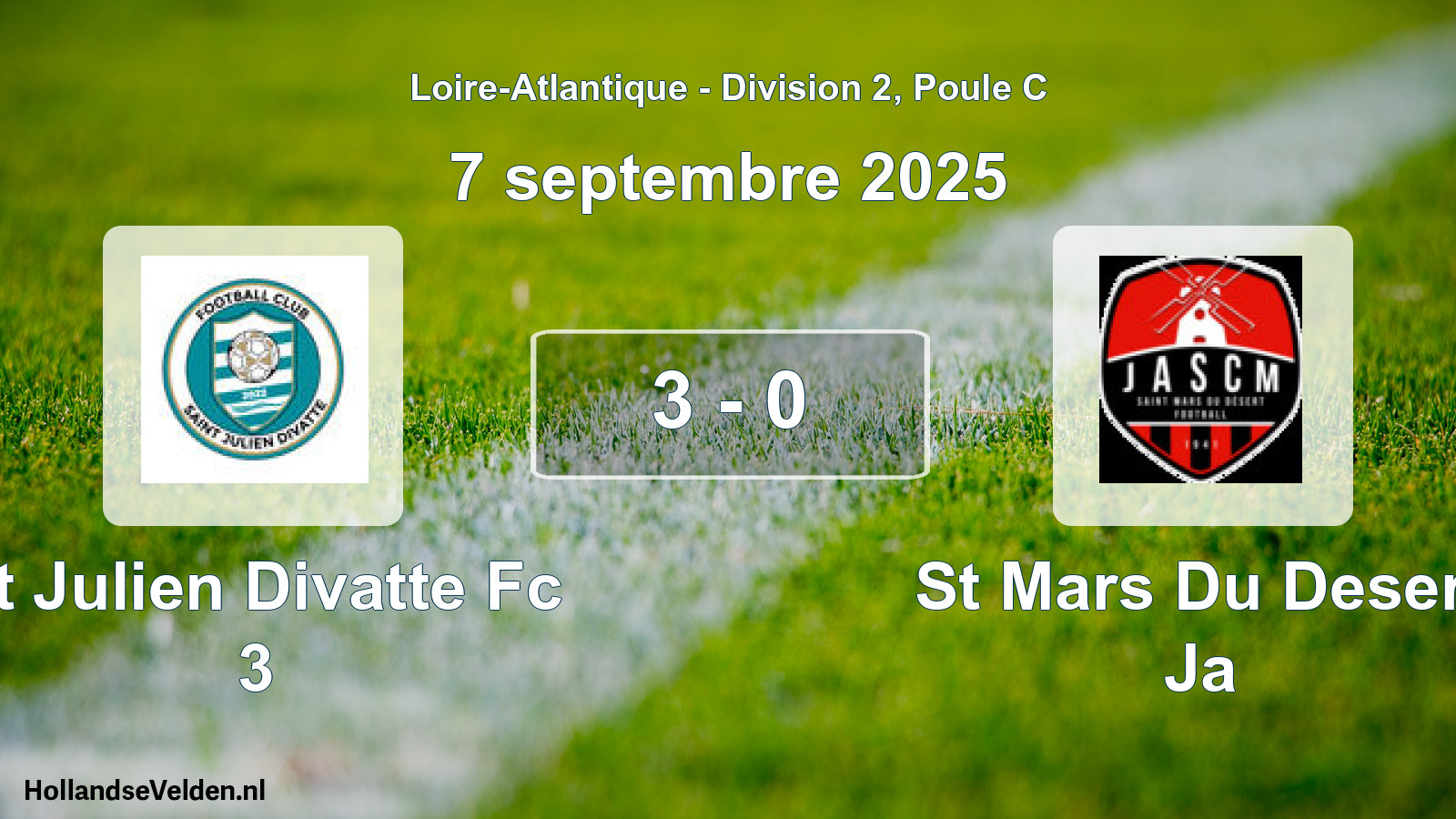 Gespeelde wedstrijd: St Julien Divatte Fc 3 - St Mars Du Desert Ja 3 - 0 (7 septembre 2025)