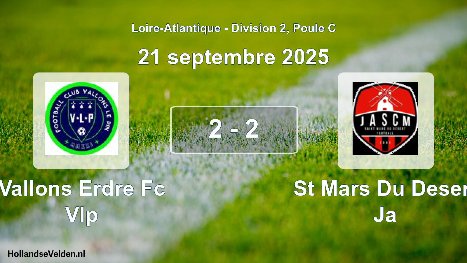 Gespeelde wedstrijd: Vallons Erdre Fc Vlp - St Mars Du Desert Ja 2 - 2 (21 septembre 2025)