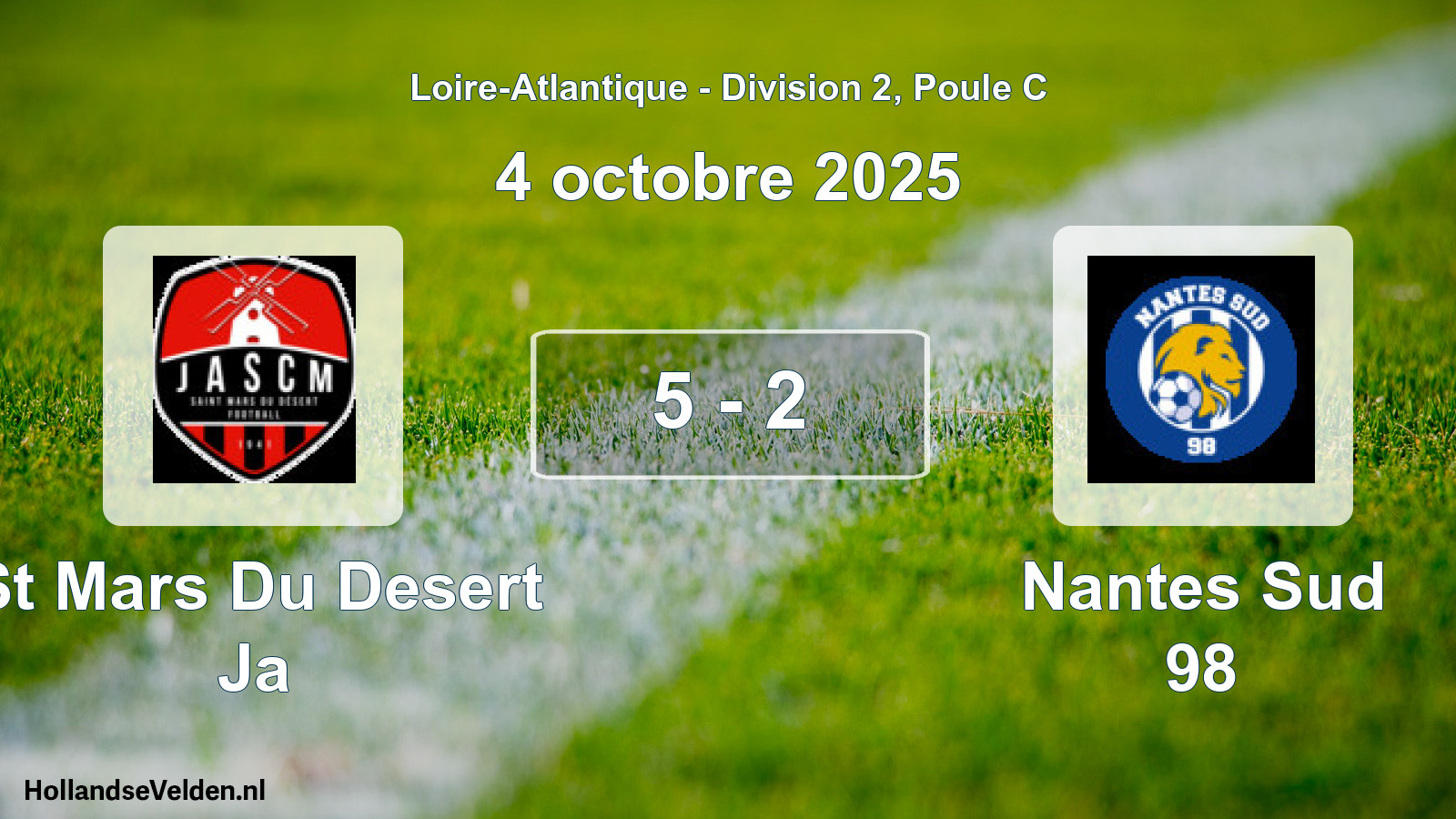 Gespeelde wedstrijd: St Mars Du Desert Ja - Nantes Sud 98 5 - 2 (4 octobre 2025)