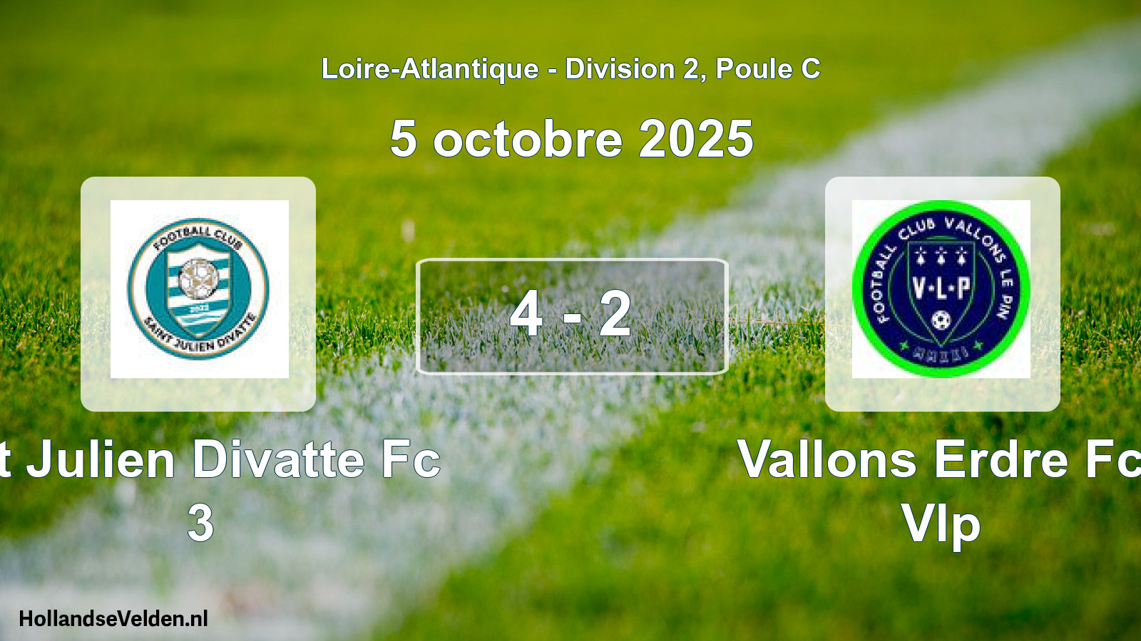 Total number of matches played: St Julien Divatte Fc 3 - Vallons Erdre Fc Vlp 4 - 2 (5 October 2025)