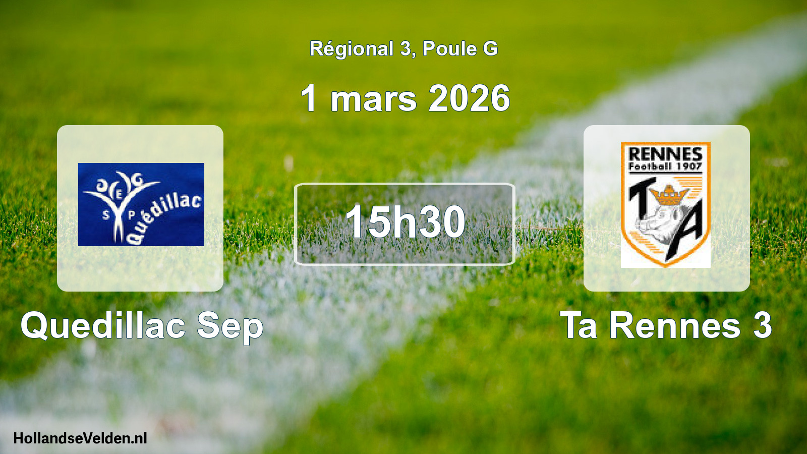 Geplande wedstrijd: Quedillac Sep - Ta Rennes 3 (1 mars 2026)