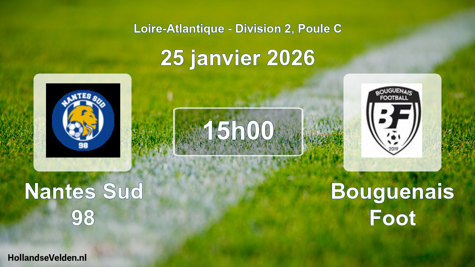 Geplande wedstrijd: Nantes Sud 98 - Bouguenais Foot (25 janvier 2026)