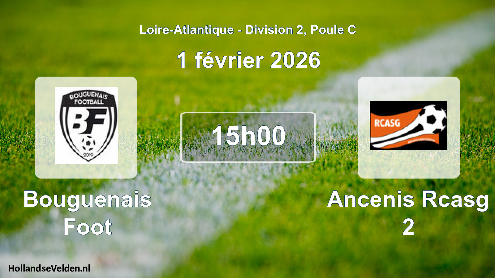 Geplande wedstrijd: Bouguenais Foot - Ancenis Rcasg 2 (1 februari 2026)