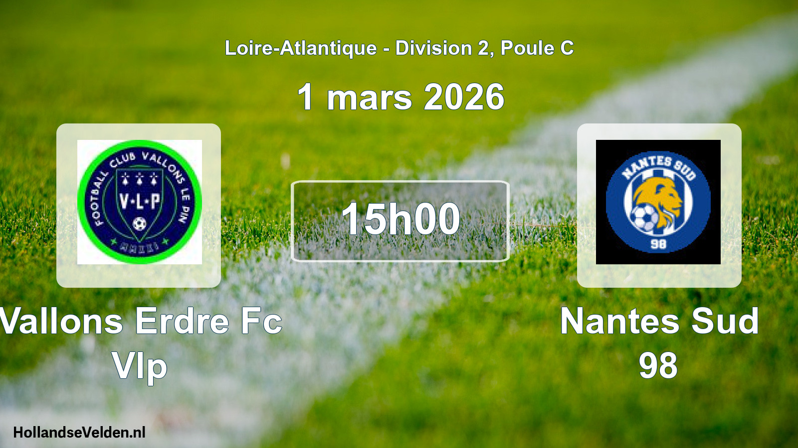 Geplande wedstrijd: Vallons Erdre Fc Vlp - Nantes Sud 98 (1 maart 2026)