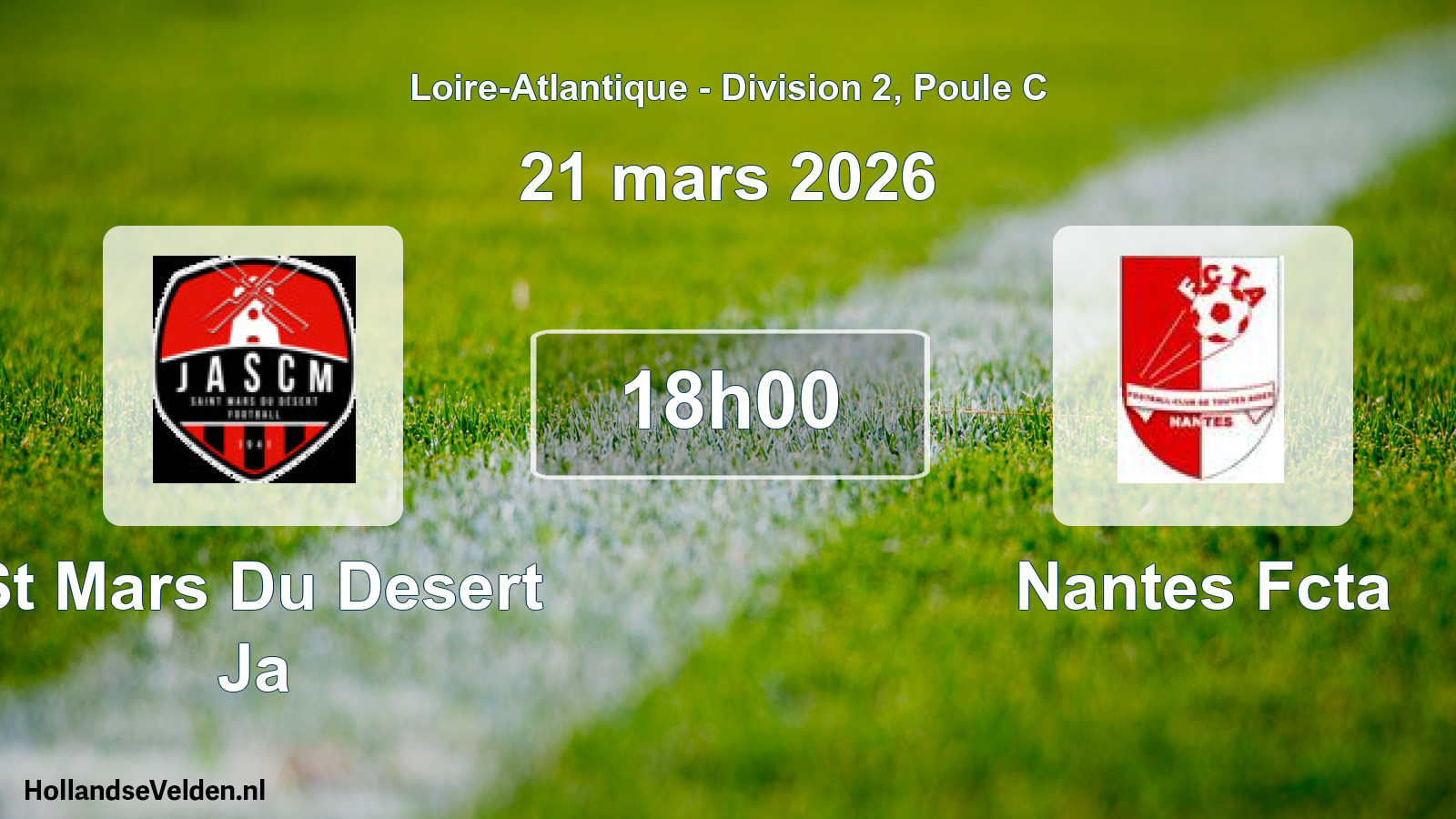 Geplande wedstrijd: St Mars Du Desert Ja - Nantes Fcta (21 mars 2026)