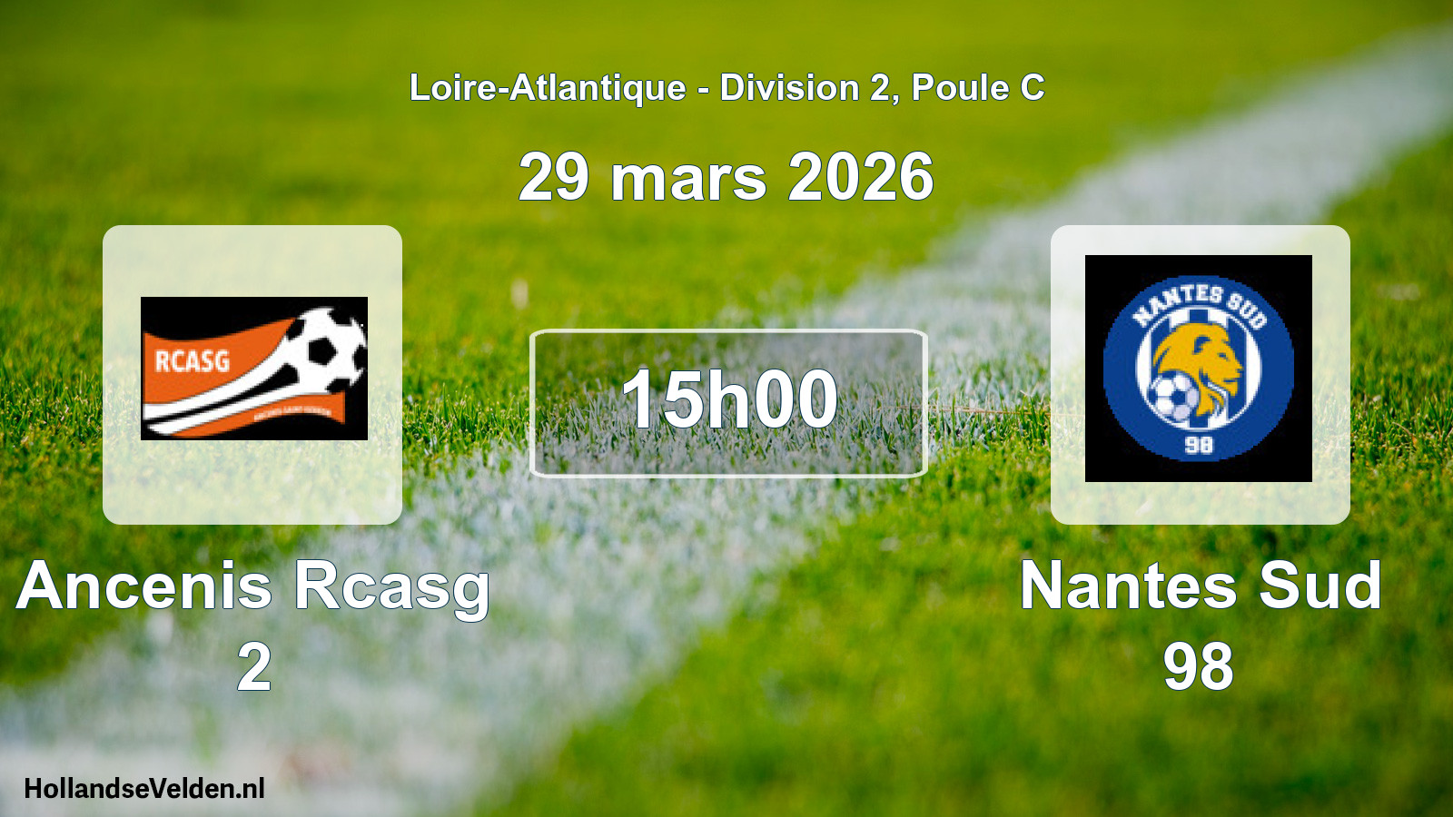 Geplande wedstrijd: Ancenis Rcasg 2 - Nantes Sud 98 (29 maart 2026)