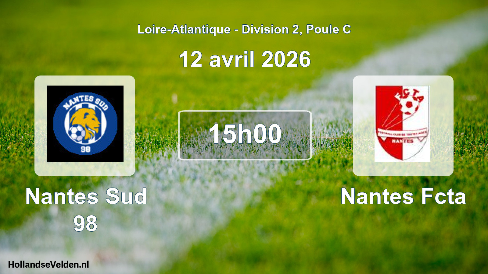 Geplande wedstrijd: Nantes Sud 98 - Nantes Fcta (12 april 2026)