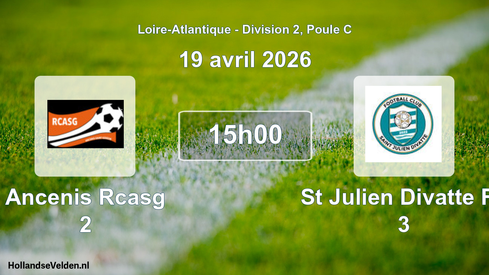 Geplande wedstrijd: Ancenis Rcasg 2 - St Julien Divatte Fc 3 (19 april 2026)