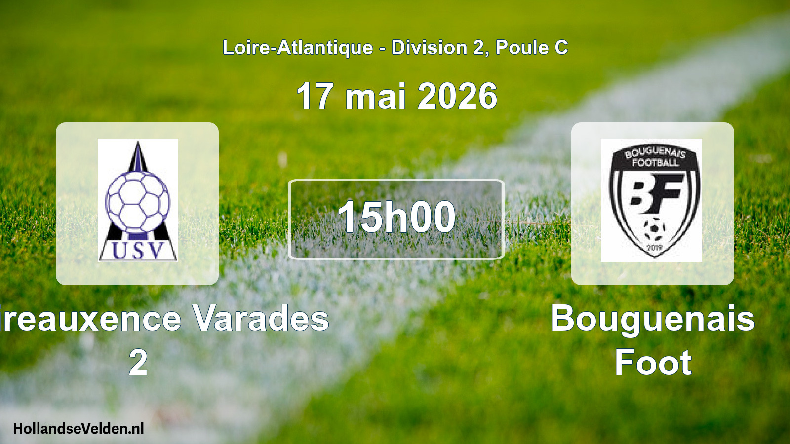 Geplande wedstrijd: Loireauxence Varades 2 - Bouguenais Foot (17 mai 2026)