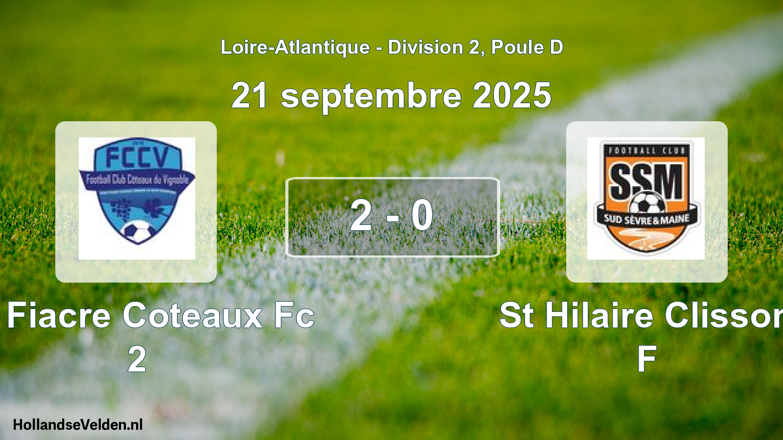 Gespeelde wedstrijd: St Fiacre Coteaux Fc 2 - St Hilaire Clisson F 2 - 0 (21 septembre 2025)