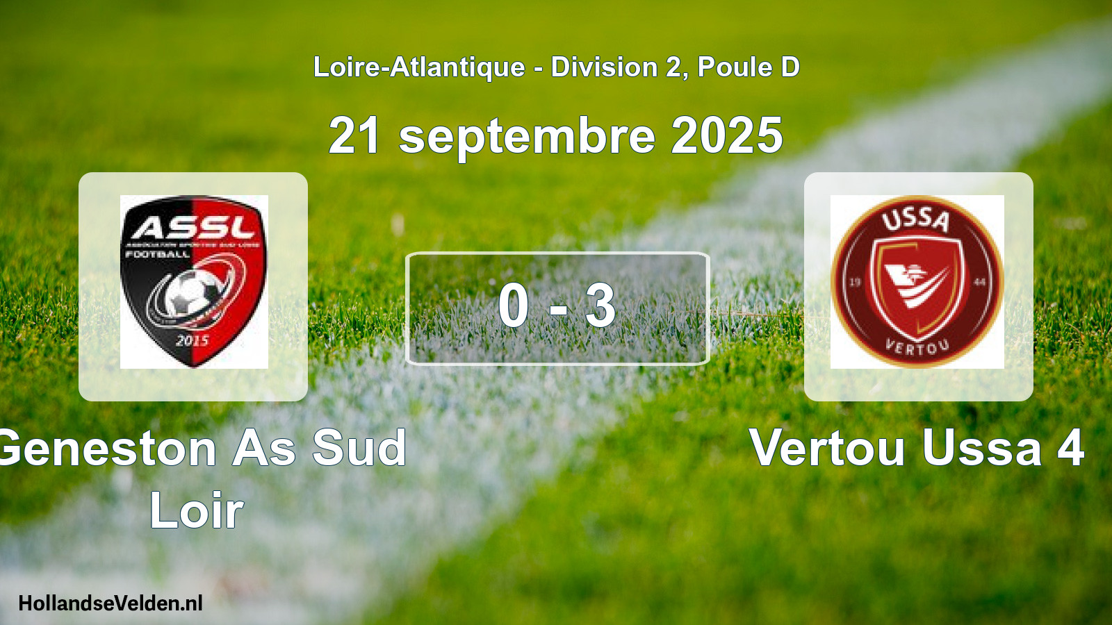 Gespeelde wedstrijd: Geneston As Sud Loir - Vertou Ussa 4 0 - 3 (21 septembre 2025)