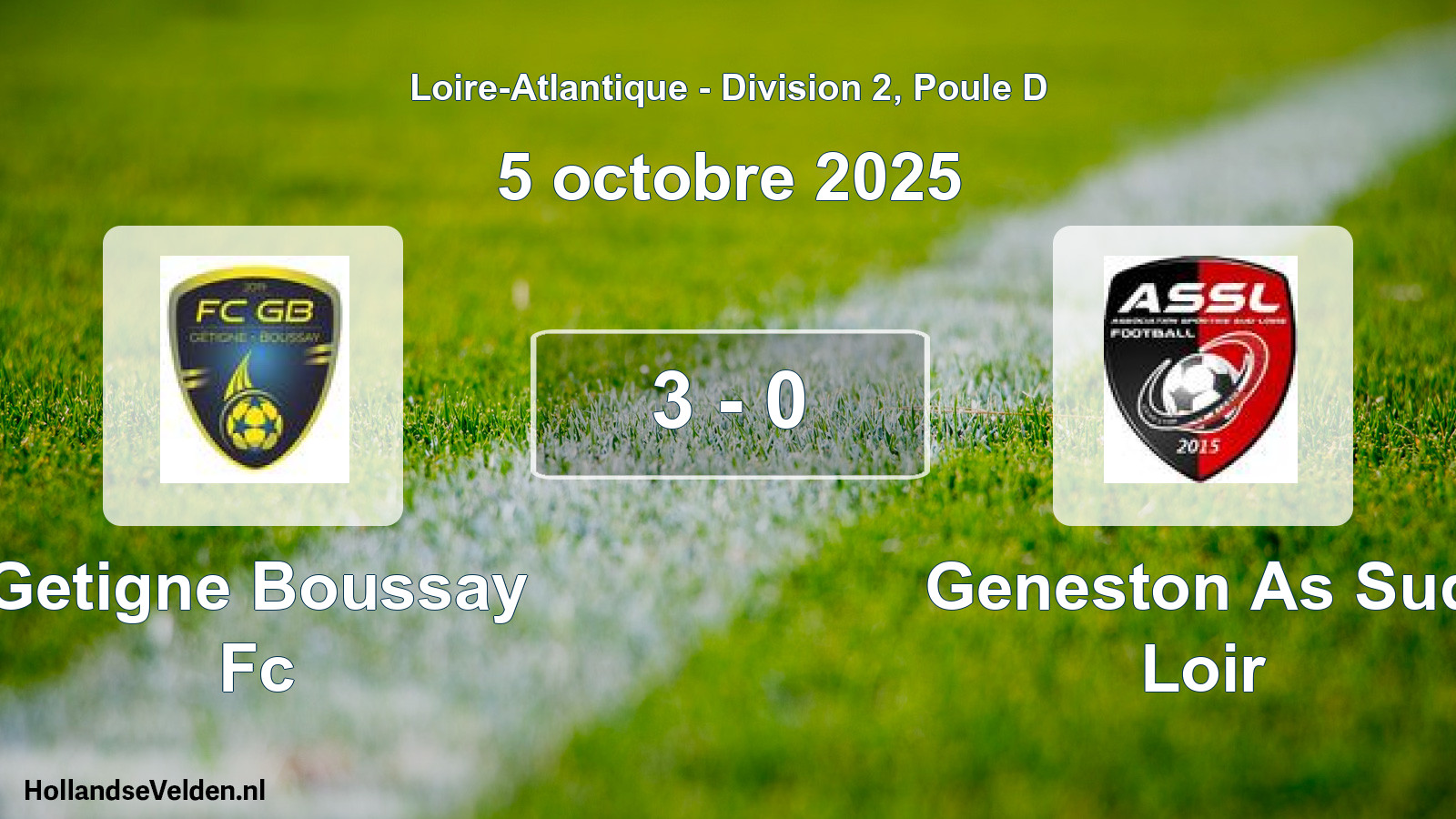 Gespeelde wedstrijd: Getigne Boussay Fc - Geneston As Sud Loir 3 - 0 (5 octobre 2025)