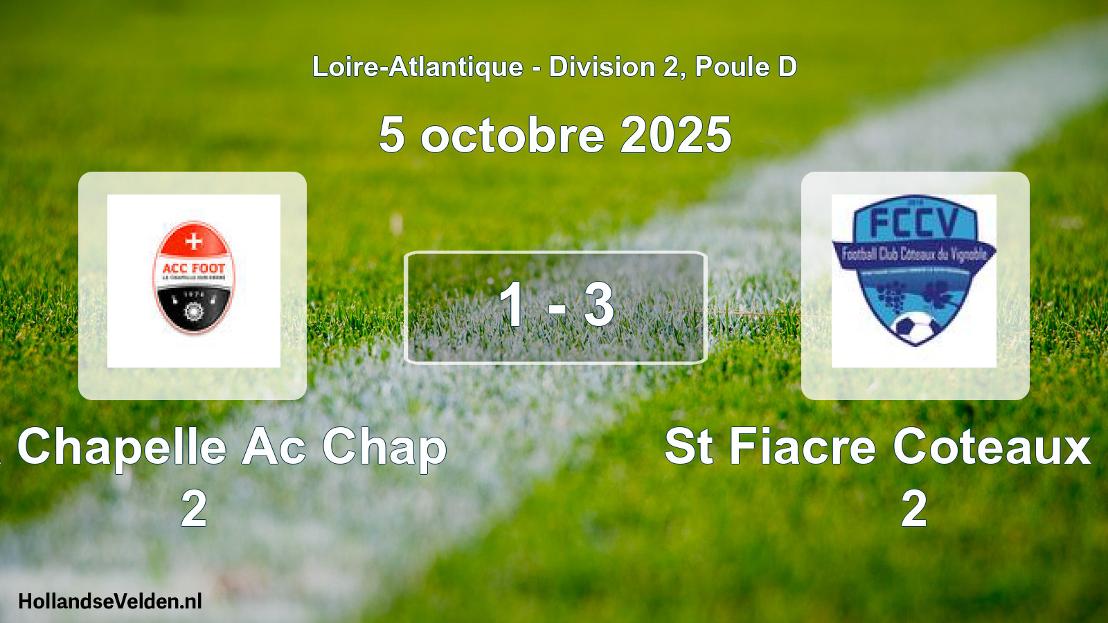 Gespeelde wedstrijd: La Chapelle Ac Chap 2 - St Fiacre Coteaux Fc 2 1 - 3 (5 oktober 2025)