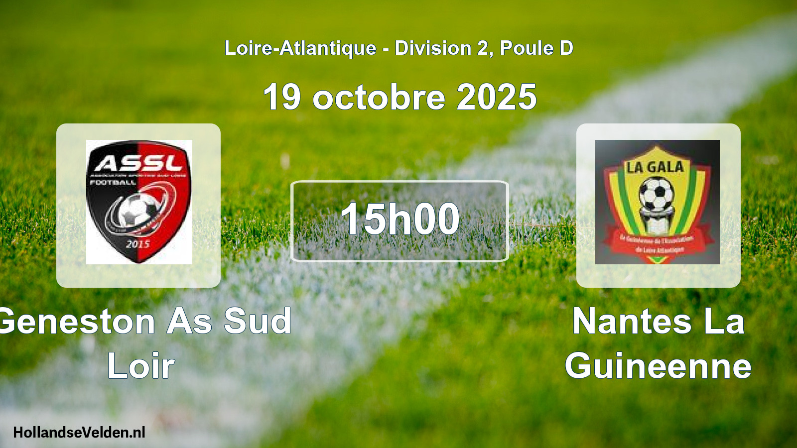 Geplande wedstrijd: Geneston As Sud Loir - Nantes La Guineenne (19 oktober 2025)