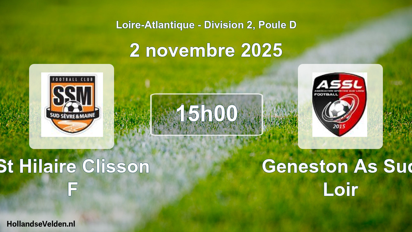 Geplande wedstrijd: St Hilaire Clisson F - Geneston As Sud Loir (2 novembre 2025)