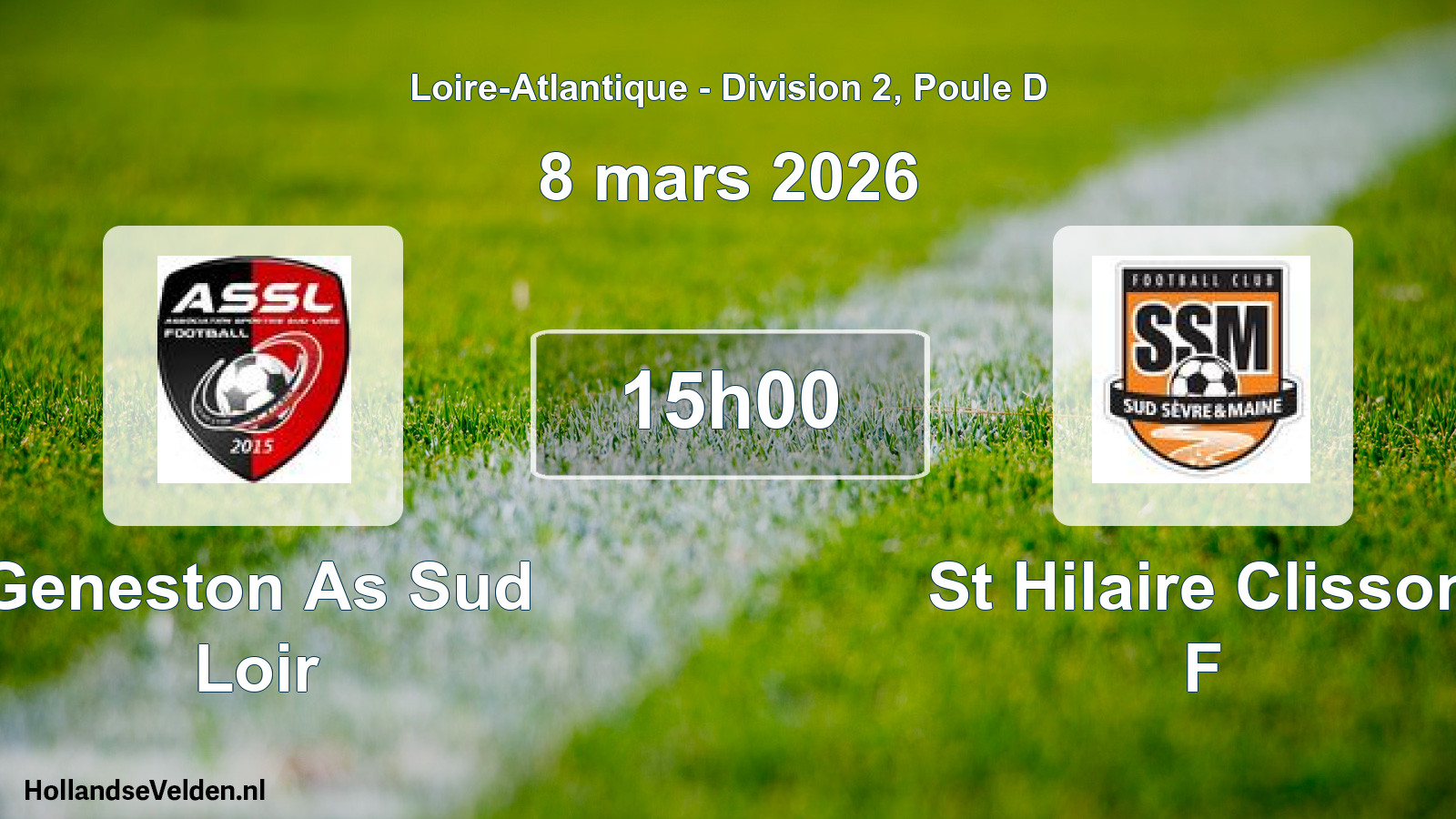 Geplande wedstrijd: Geneston As Sud Loir - St Hilaire Clisson F (8 mars 2026)