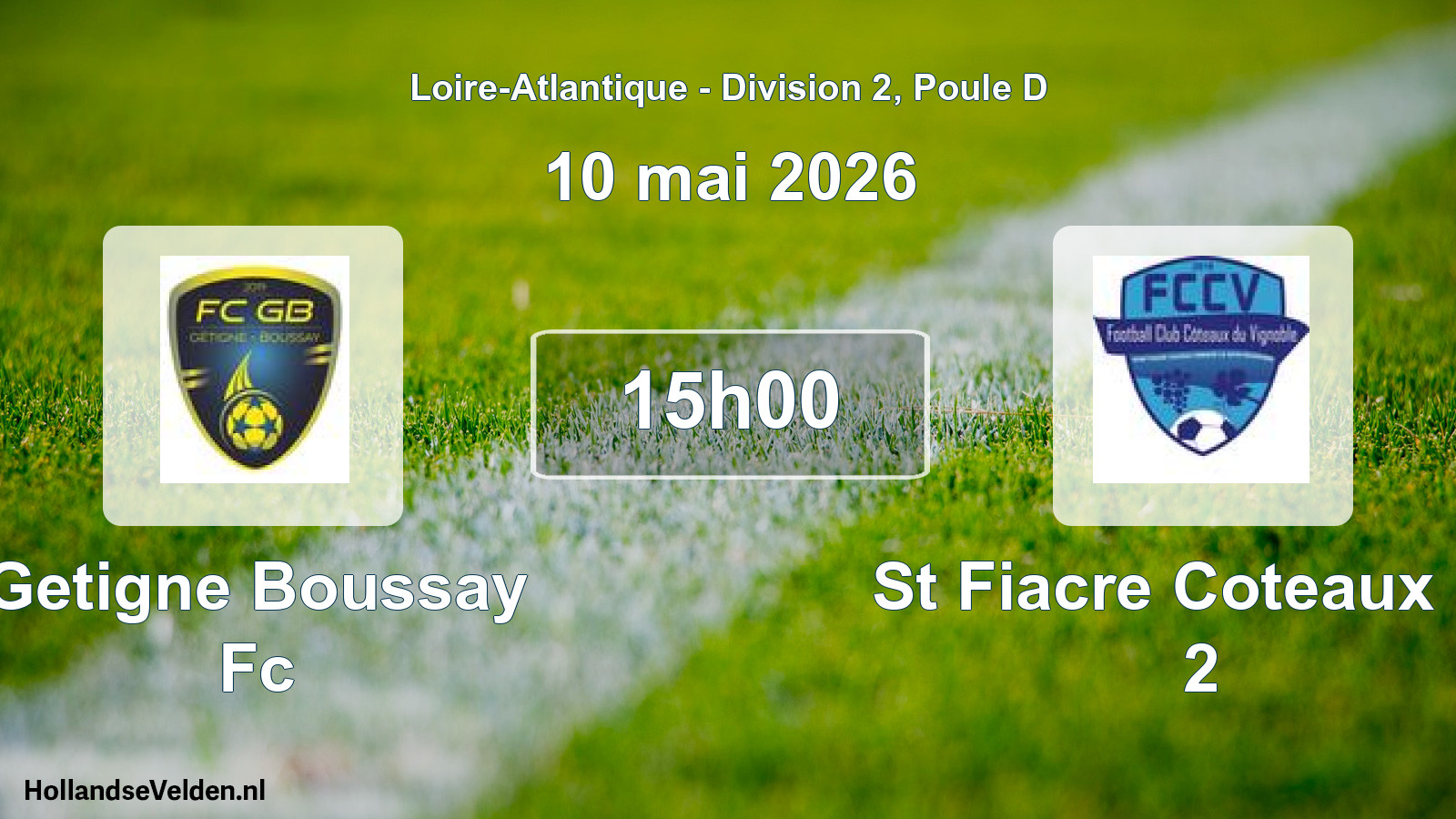 Geplande wedstrijd: Getigne Boussay Fc - St Fiacre Coteaux Fc 2 (10 mei 2026)