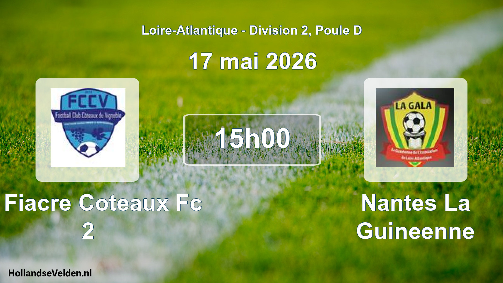 Geplande wedstrijd: St Fiacre Coteaux Fc 2 - Nantes La Guineenne (17 mai 2026)