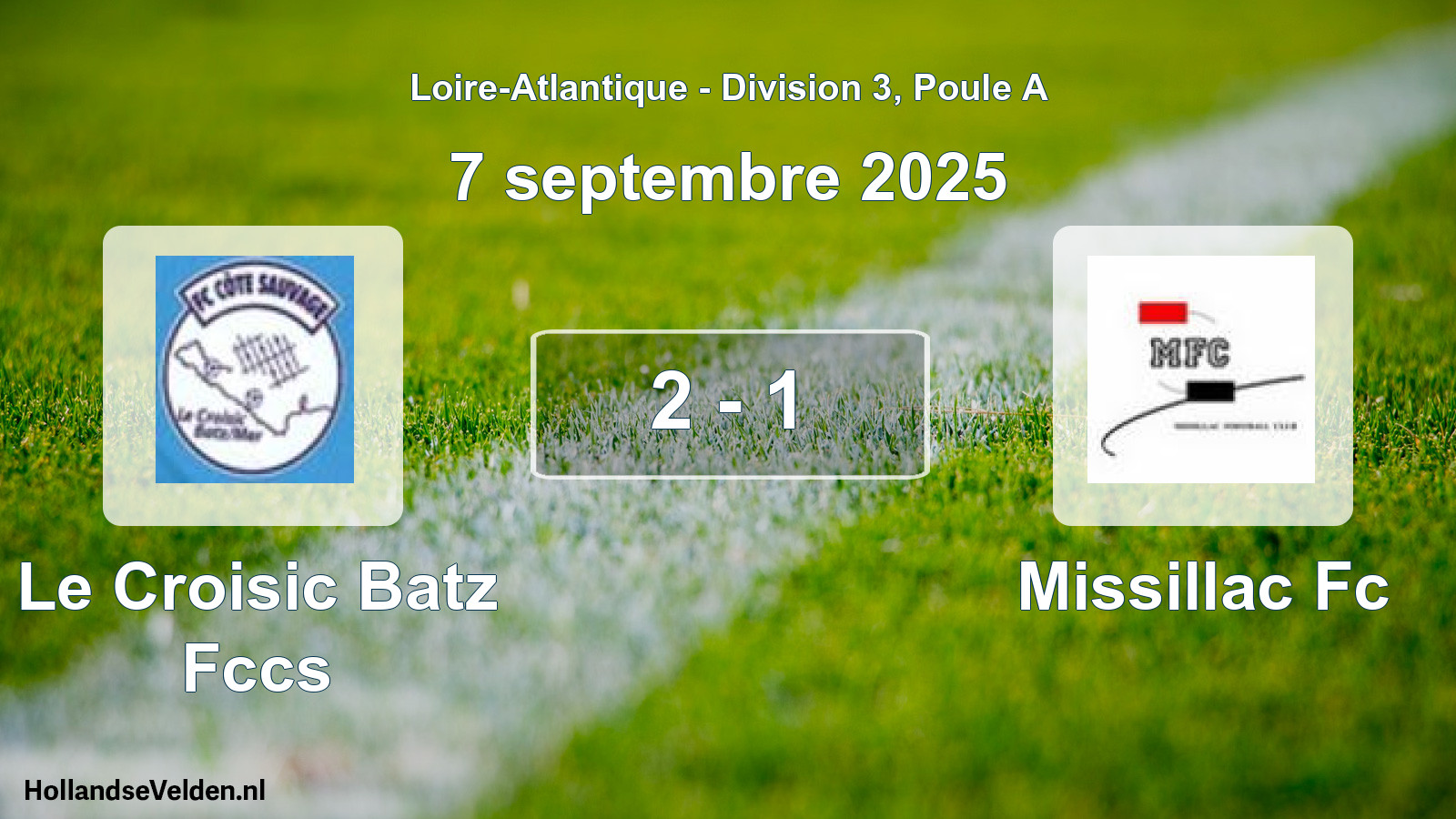 Gespeelde wedstrijd: Le Croisic Batz Fccs - Missillac Fc 2 - 1 (7 september 2025)