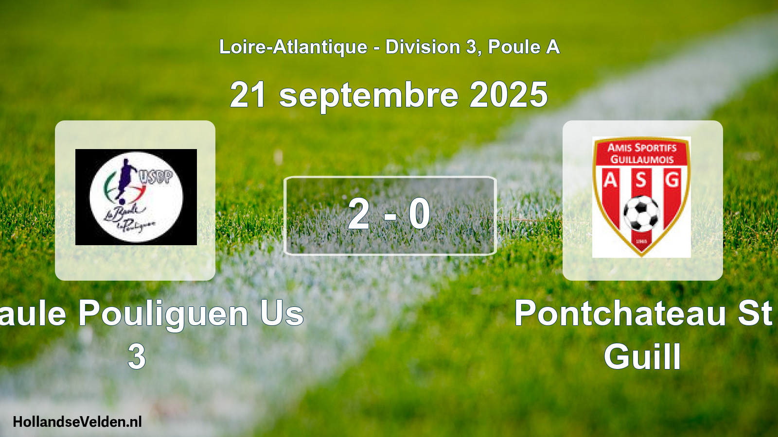 Gespeelde wedstrijd: Baule Pouliguen Us 3 - Pontchateau St Guill 2 - 0 (21 septembre 2025)