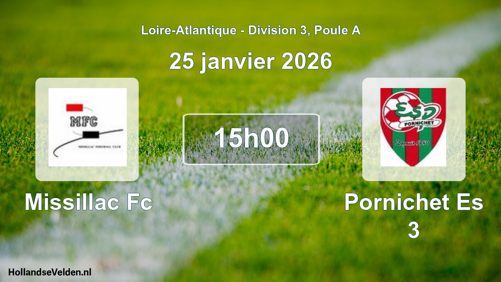 Geplande wedstrijd: Missillac Fc - Pornichet Es 3 (25 janvier 2026)