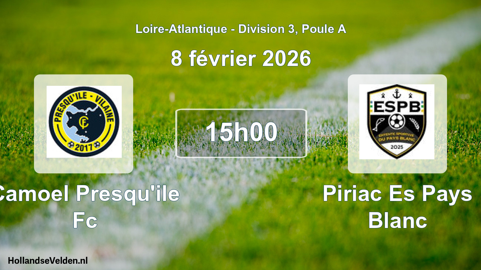 Geplande wedstrijd: Camoel Presqu'ile Fc - Piriac Es Pays Blanc (8 février 2026)