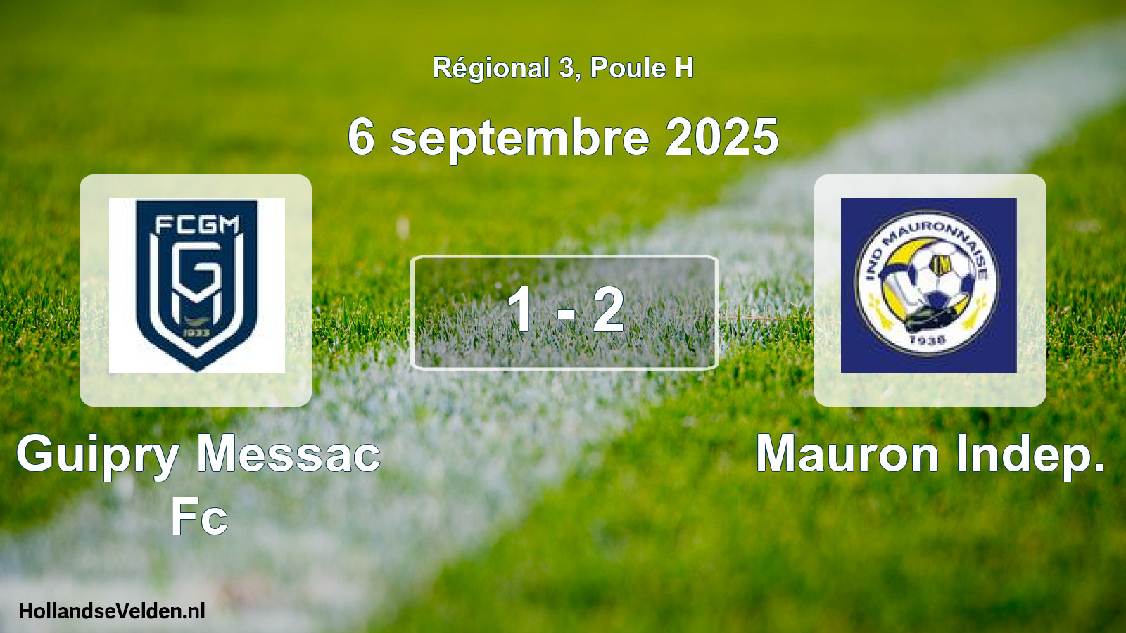 Gespeelde wedstrijd: Guipry Messac Fc - Mauron Indep. 1 - 2 (6 septembre 2025)