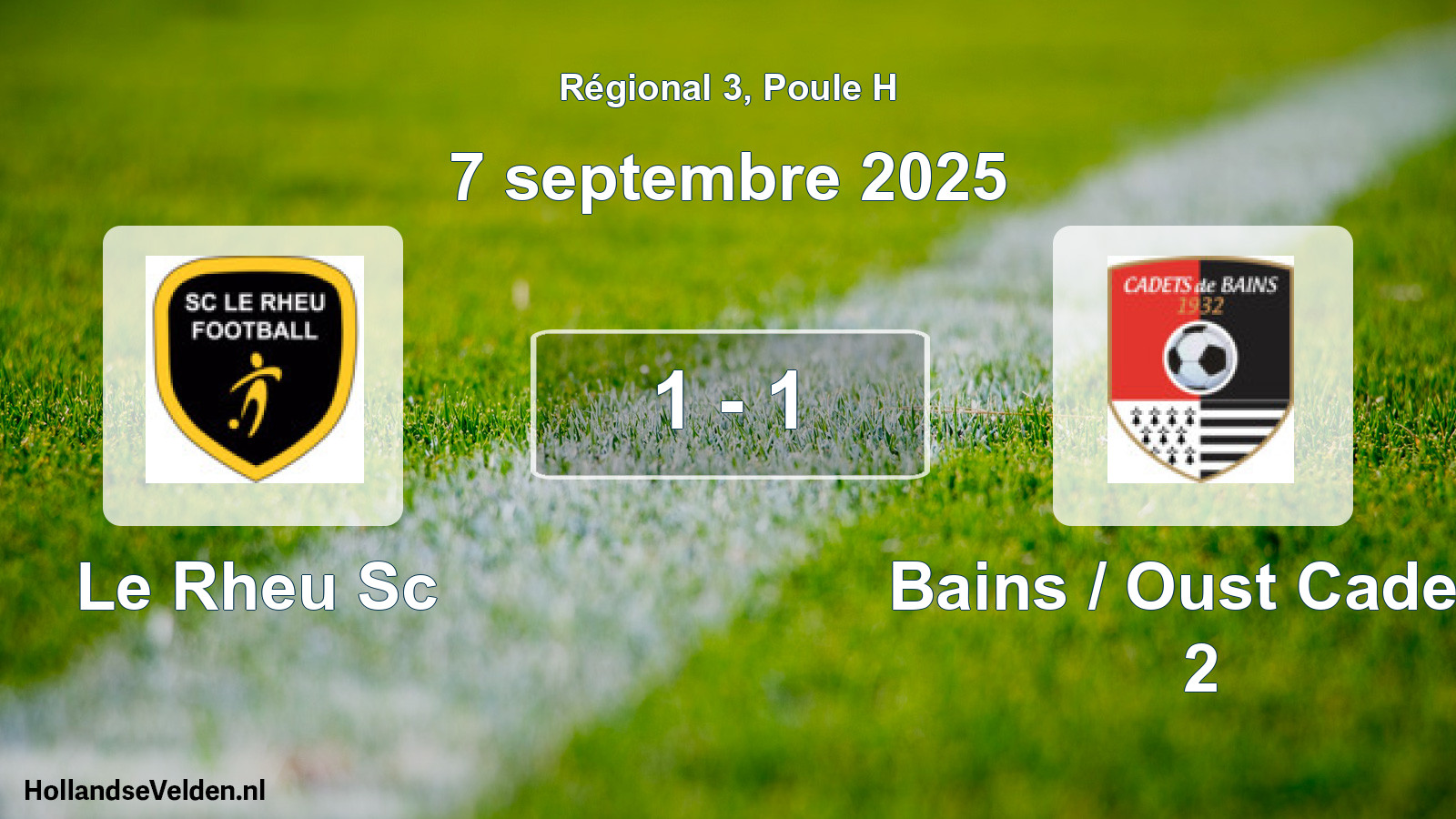 Total number of matches played: Le Rheu Sc - Bains / Oust Cadets 2 1 - 1 (7 September 2025)