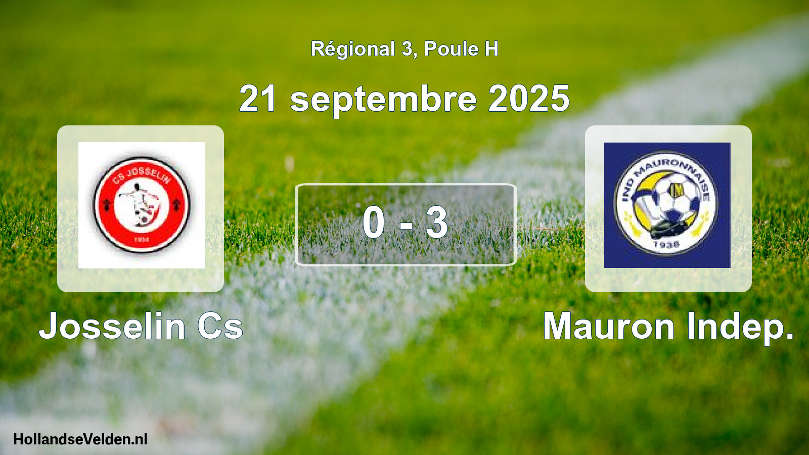 Gespeelde wedstrijd: Josselin Cs - Mauron Indep. 0 - 3 (21 septembre 2025)