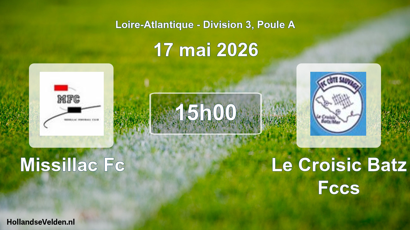 Geplande wedstrijd: Missillac Fc - Le Croisic Batz Fccs (17 mei 2026)