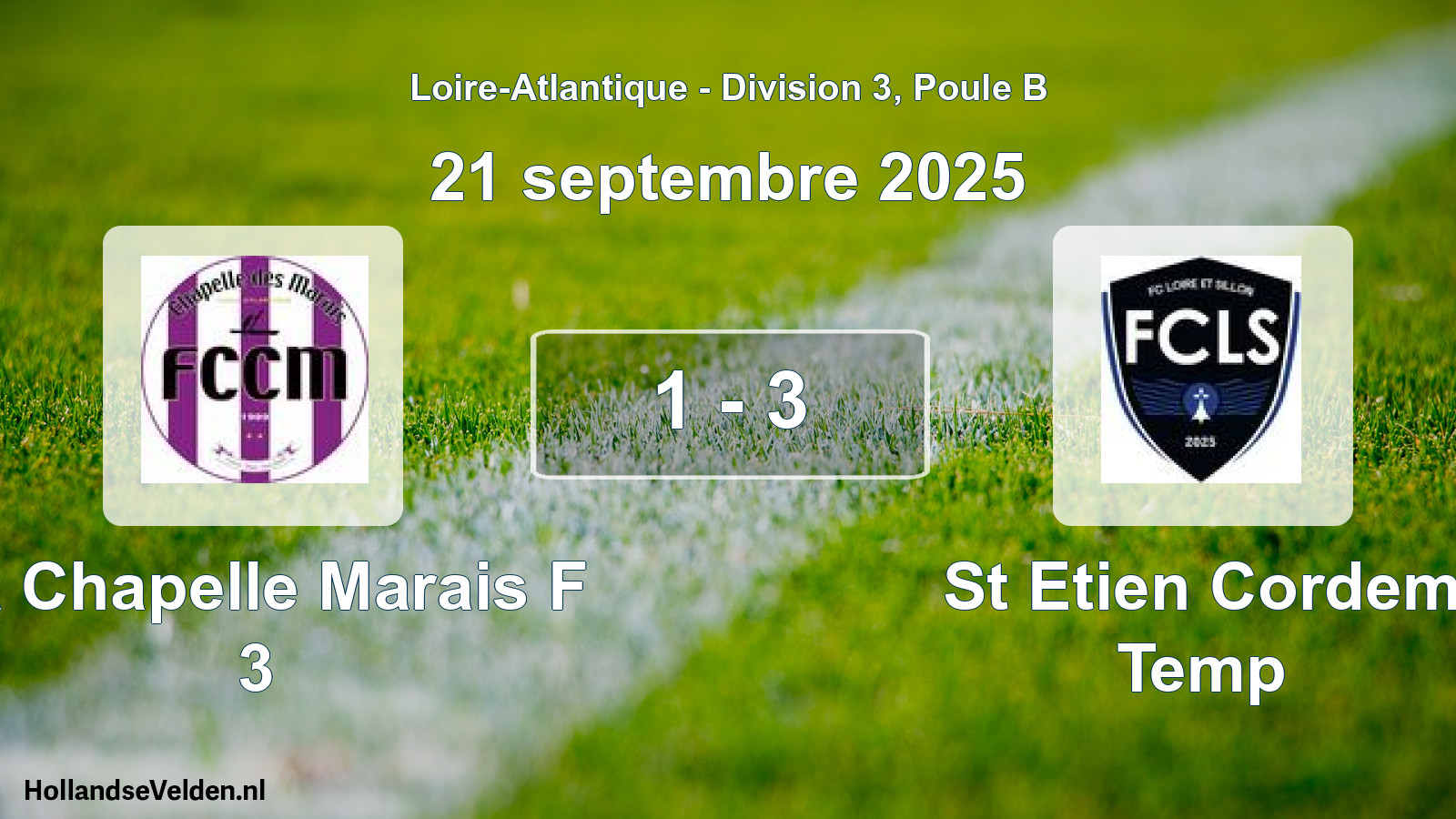 Gespeelde wedstrijd: La Chapelle Marais F 3 - St Etien Cordem Temp 1 - 3 (21 september 2025)