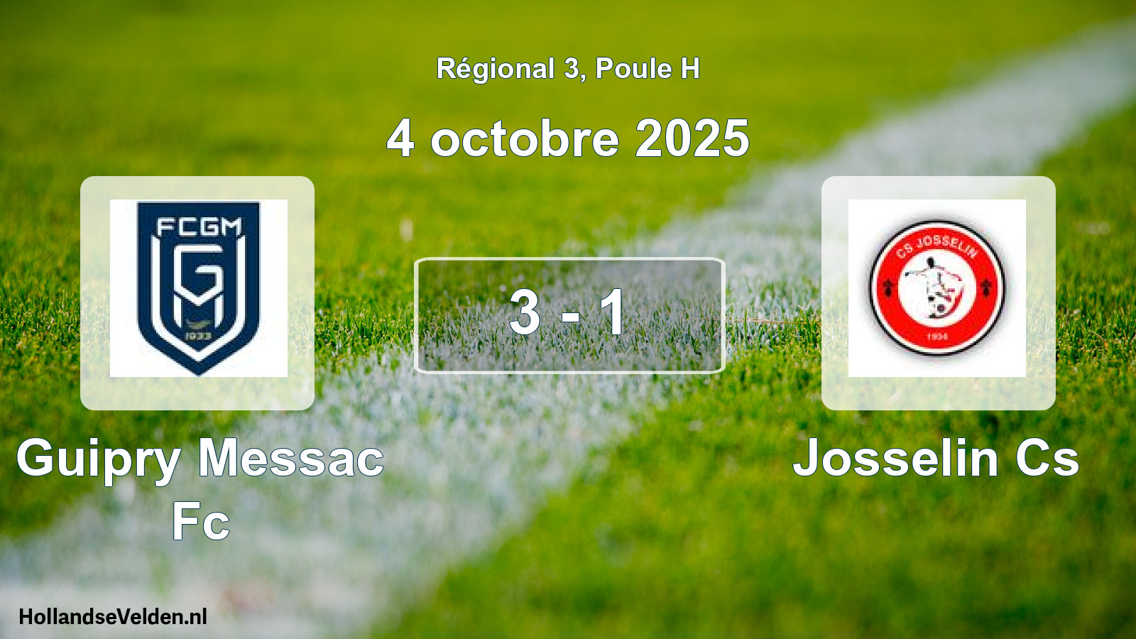 Gespeelde wedstrijd: Guipry Messac Fc - Josselin Cs 3 - 1 (4 octobre 2025)
