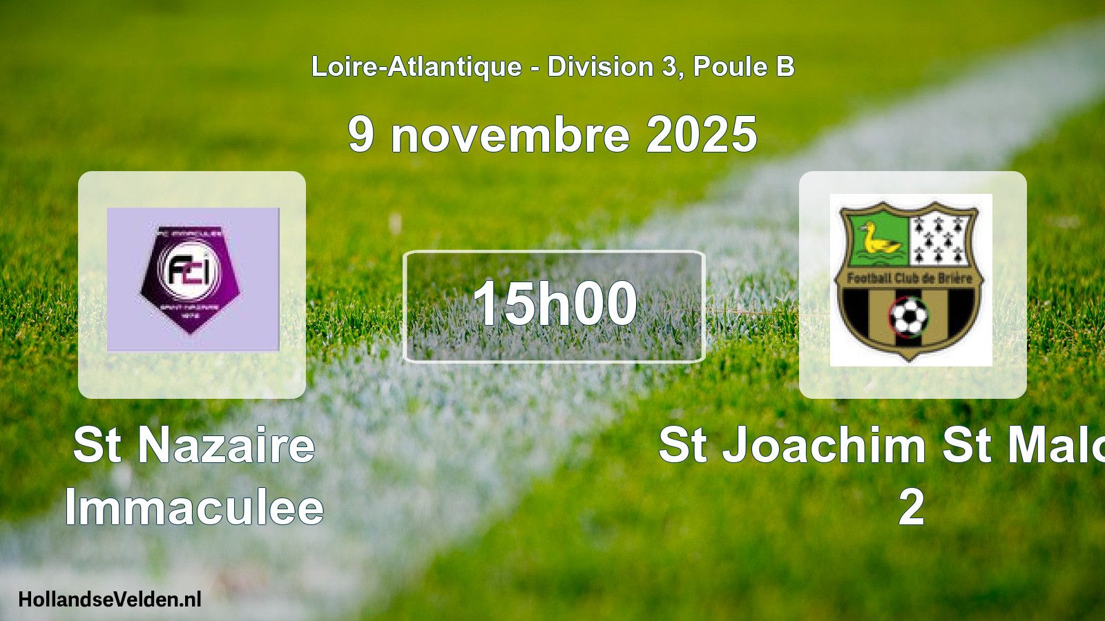 Geplande wedstrijd: St Nazaire Immaculee - St Joachim St Malo F 2 (9 november 2025)