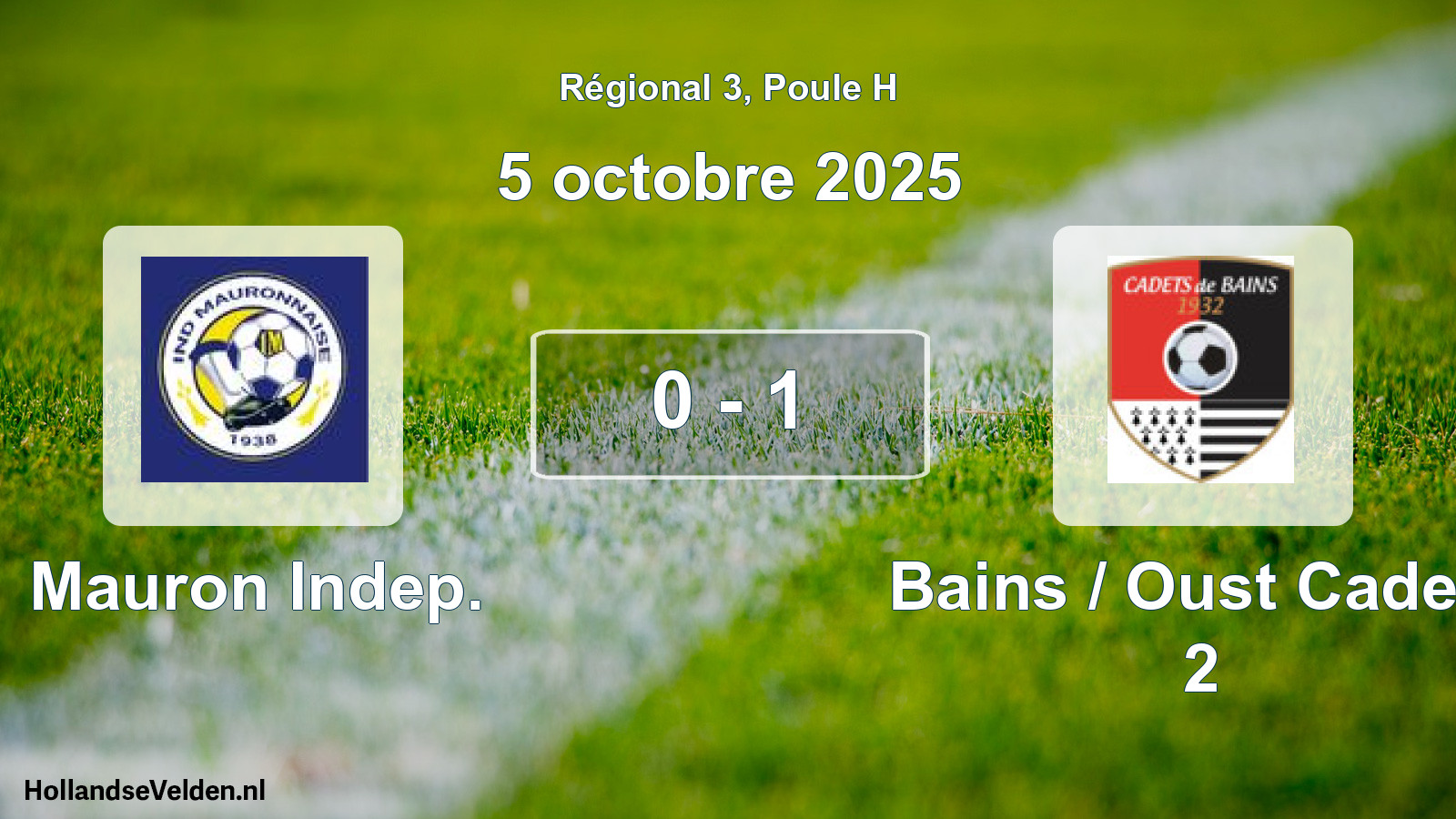 Total number of matches played: Mauron Indep. - Bains / Oust Cadets 2 0 - 1 (5 October 2025)