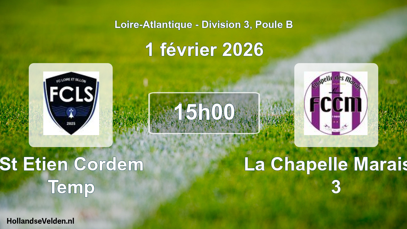 Scheduled Match: St Etien Cordem Temp - La Chapelle Marais F 3 (1 February 2026)