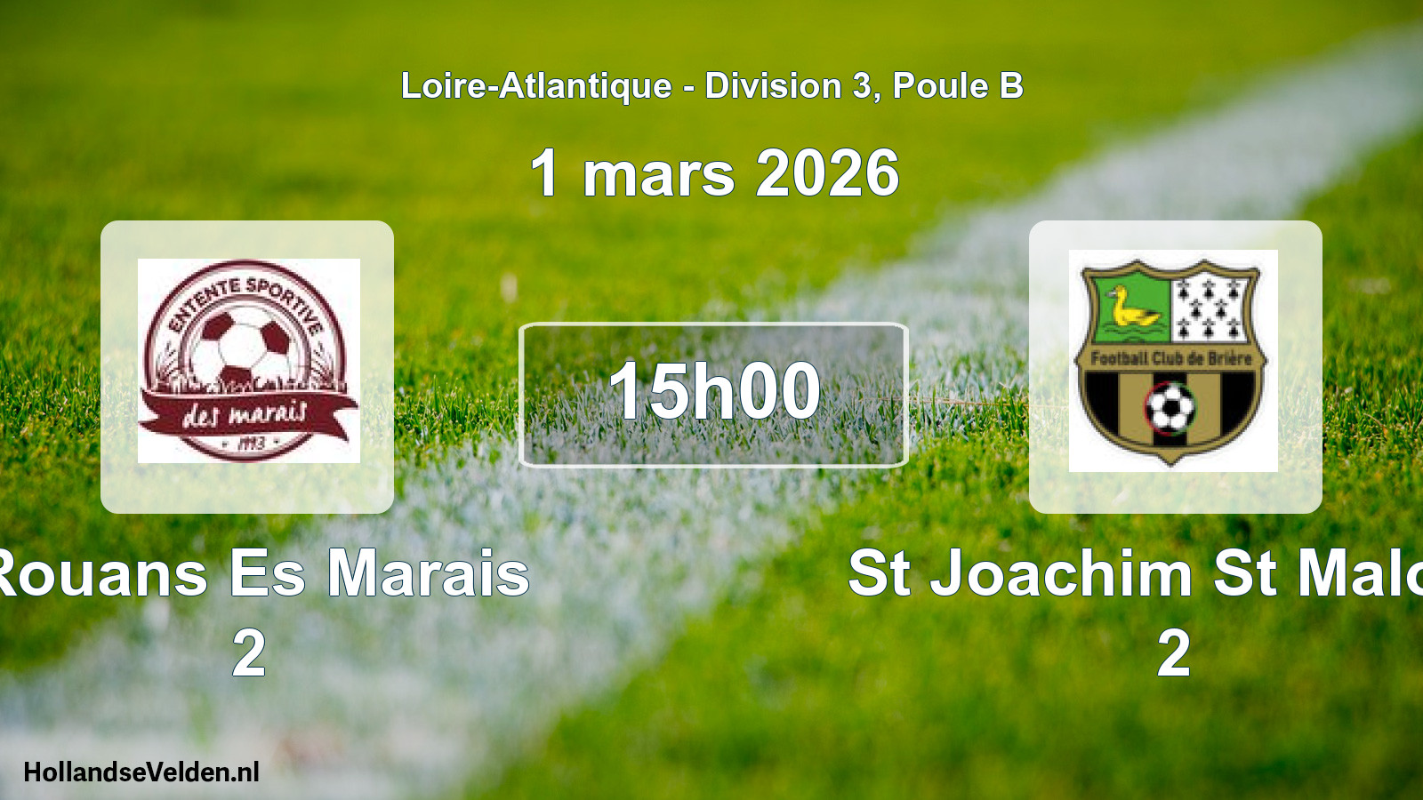 Geplande wedstrijd: Rouans Es Marais 2 - St Joachim St Malo F 2 (1 mars 2026)