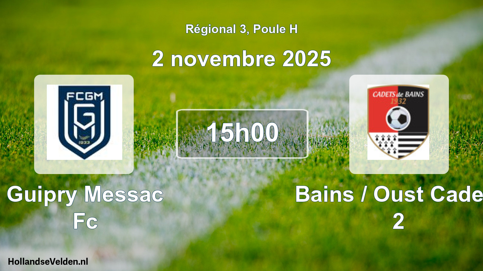 Geplande wedstrijd: Guipry Messac Fc - Bains / Oust Cadets 2 (2 novembre 2025)