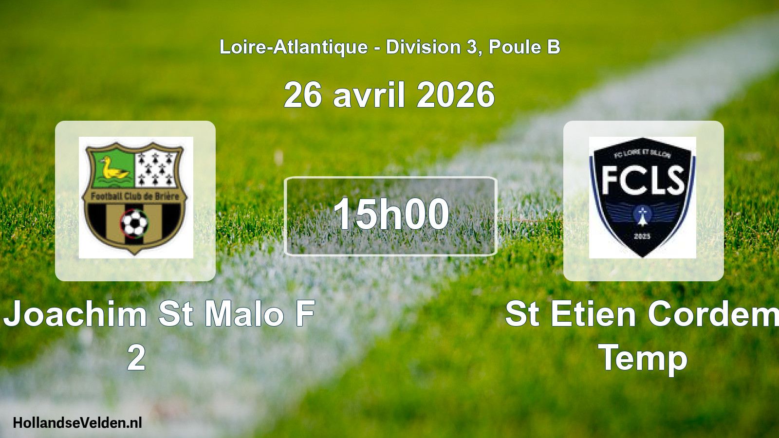 Geplande wedstrijd: St Joachim St Malo F 2 - St Etien Cordem Temp (26 avril 2026)