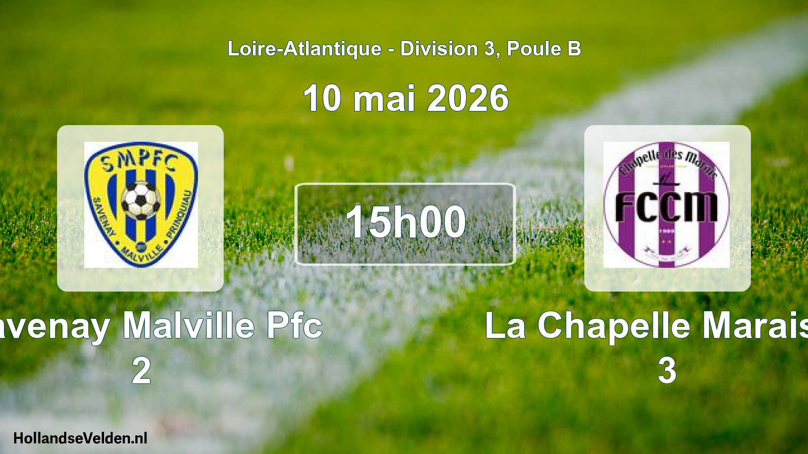 Geplande wedstrijd: Savenay Malville Pfc 2 - La Chapelle Marais F 3 (10 mei 2026)