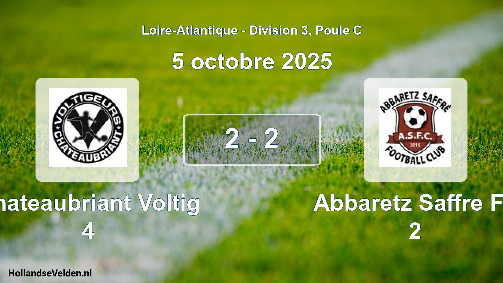 Gespeelde wedstrijd: Chateaubriant Voltig 4 - Abbaretz Saffre Fc 2 2 - 2 (5 octobre 2025)