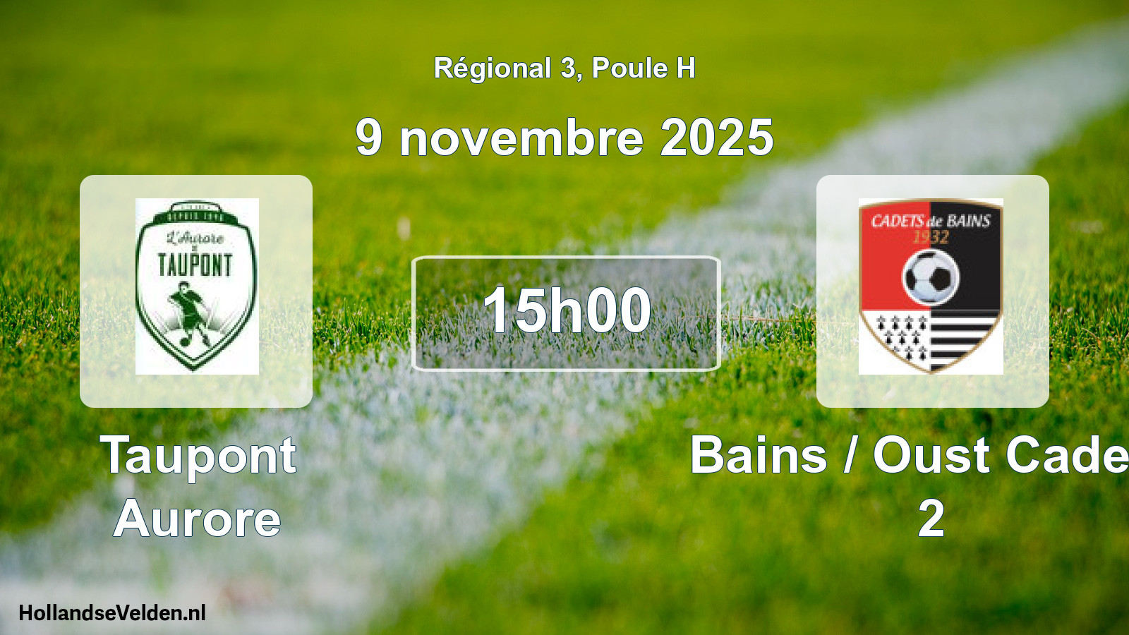 Geplande wedstrijd: Taupont Aurore - Bains / Oust Cadets 2 (9 novembre 2025)