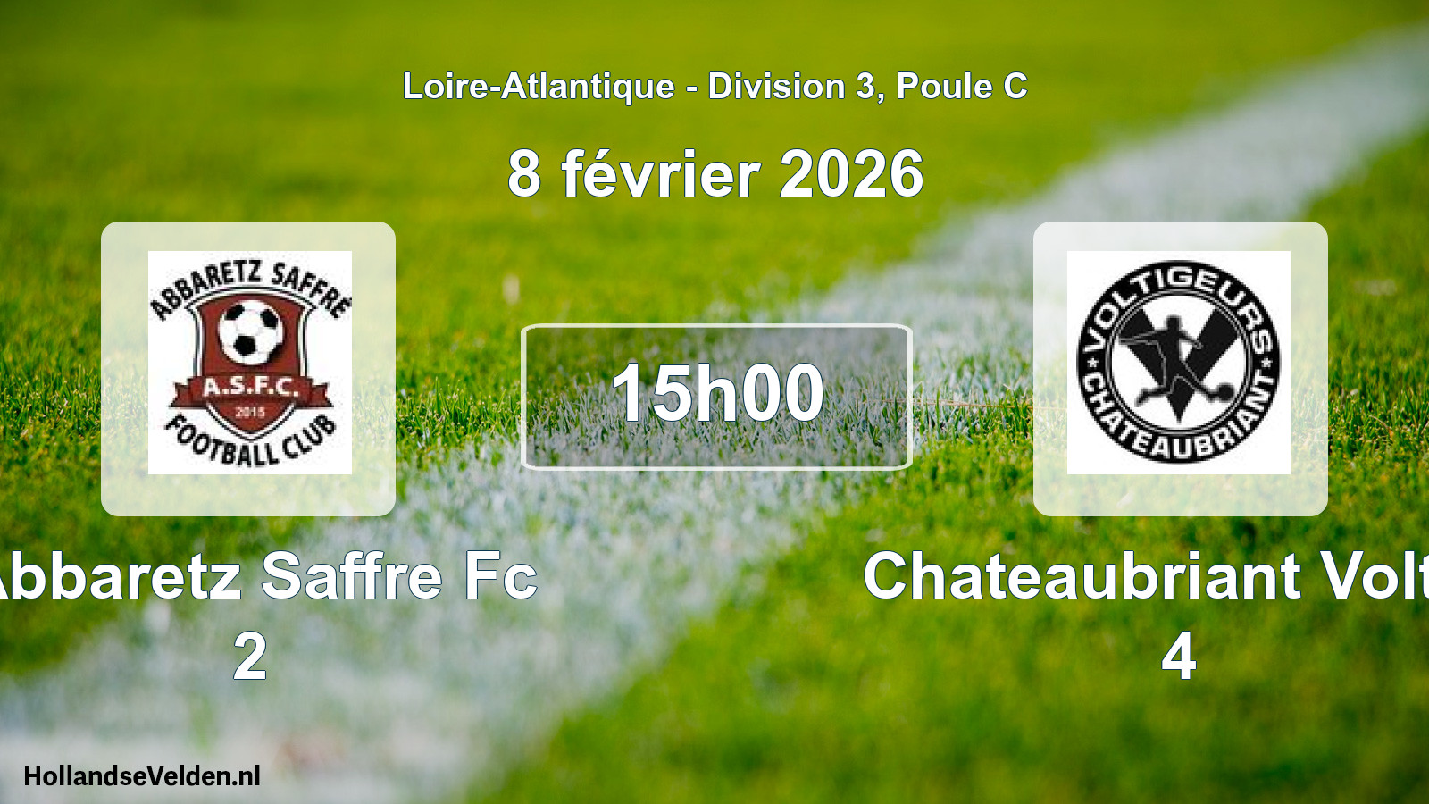 Scheduled Match: Abbaretz Saffre Fc 2 - Chateaubriant Voltig 4 (8 February 2026)