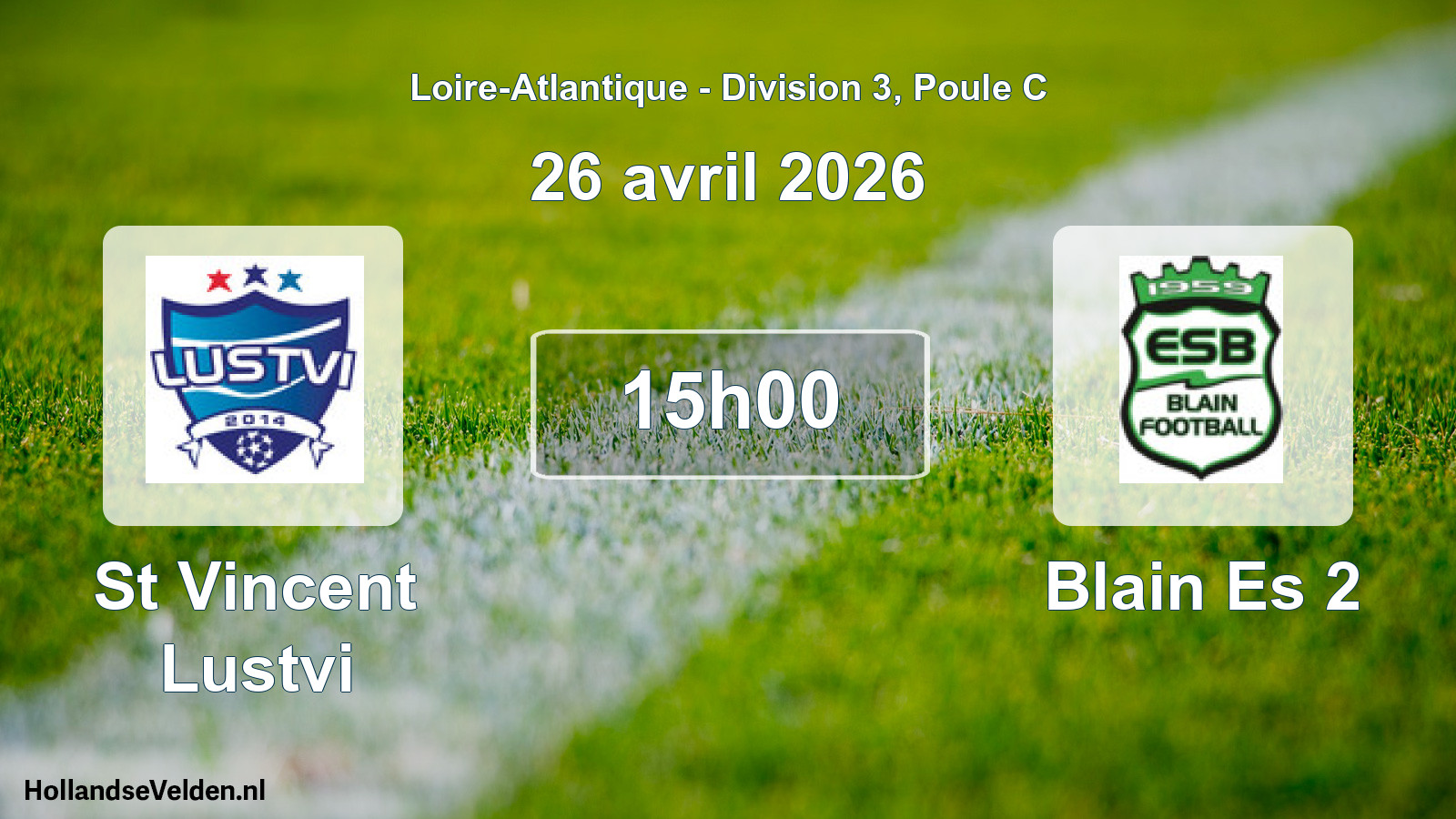 Geplande wedstrijd: St Vincent Lustvi - Blain Es 2 (26 avril 2026)