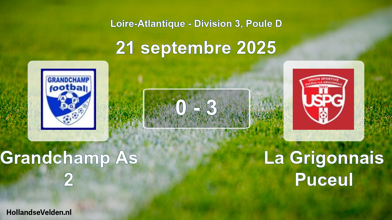 Gespeelde wedstrijd: Grandchamp As 2 - La Grigonnais Puceul 0 - 3 (21 septembre 2025)