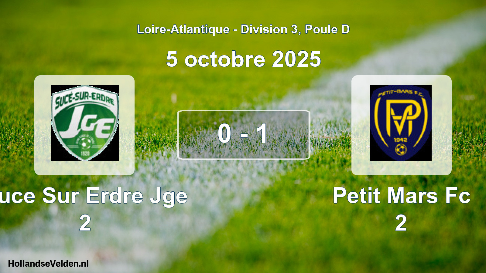 Gespeelde wedstrijd: Suce Sur Erdre Jge 2 - Petit Mars Fc 2 0 - 1 (5 octobre 2025)