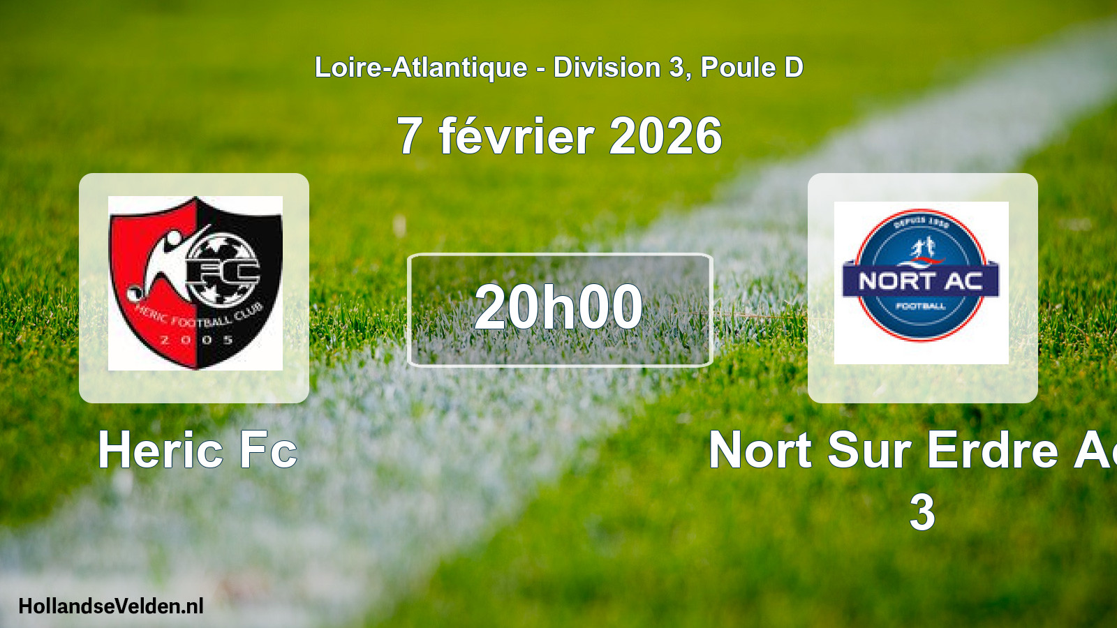 Geplande wedstrijd: Heric Fc - Nort Sur Erdre Ac 3 (7 februari 2026)